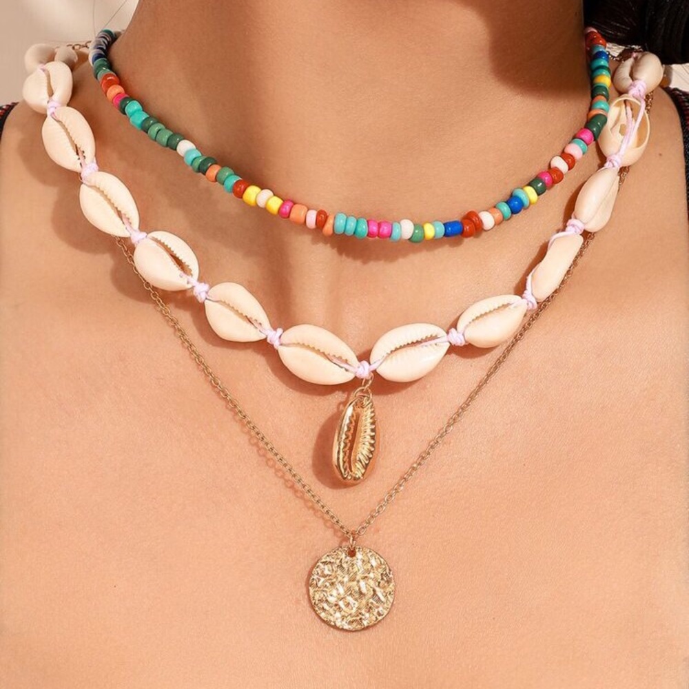 MultiLayered Seashell Decor Necklace Set VSCO GIRL